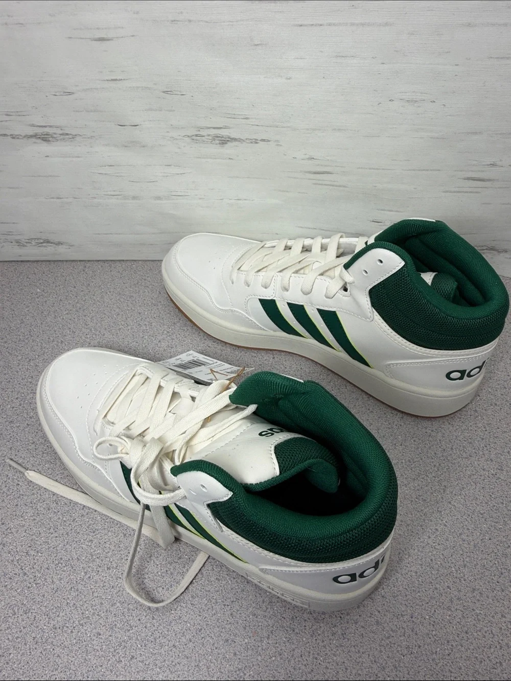 adidas Men’s High-Top Sneakers in White and Green
